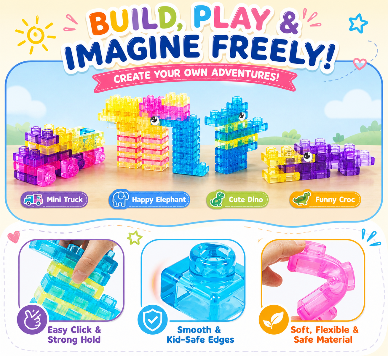 Jolly Blocks – Creative Building Set for Kids (40 Pieces)